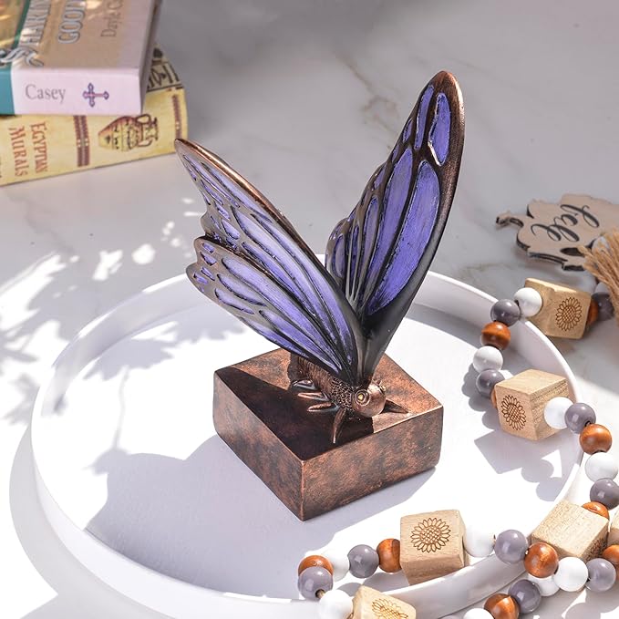 Vintage Purple Butterfly Bookends,Resin Book Ends for Shelves,Heavy Duty Decorative Bookends,Creative Book Stopper Holder Decor for Desk Home Office,Shelf Decoration,Gifts for Mother's Day