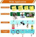 8Pcs Rectangle Felt Cork Board Bar Strips with 35 Pushpins, Self-Adhesive Bulletin Board Strips for Office School Home Wall Decor Stickers Memos Schedules Photos Display -Gradual Green