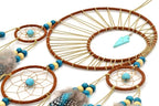 Urdeoms Large Dream Catchers for Girls Room Decor Boho Moon Dream Catcher Wall Decor Turquoise Hanging Ornament for Living Room Dorm Decor Hippie Gifts (NO.34)