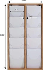 M&T Displays Wall Mount Natural Wood Magazine Brochure Rack Wooden Leaflet Literature Catalog Holder Easy Assembly Durable Clear PET G Pocket 10x(8.5x11) Inch for School Office Hospital Hotel Indoor