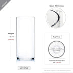 WGV Cylinder Vase, Width 7", Height 16", Clear Wide Large Diameter Flower Glassware, Floral Container, Planter Terrarium for Wedding Party Event, Home Accent Decor, 1 Piece