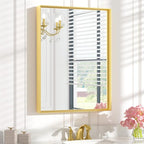 Keonjinn Gold Bathroom Vanity Mirror 24 x 32 Inch, Rectangular Wall Mirror, Aluminum Alloy Metal Frame Rectangle Modern Farmhouse Mirrors, Square Corner Framed Mirrors for Bathroom Sink