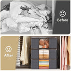 Lifewit 8 Pack 35L Clothes Storage Bins with Lids, Foldable Blanket Storage Bags with Zippers, Clear Window and Reinforced Handles, Closet and Organization for Clothing, Sweater, Comforter, Bedding