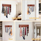 Belt Organizer Holder Wooden Belt Hanger for Closet Wall Mount Belt Storage Rack Tie Bra Scarf Hanger Holds Over 40 Large Belts (Brown)
