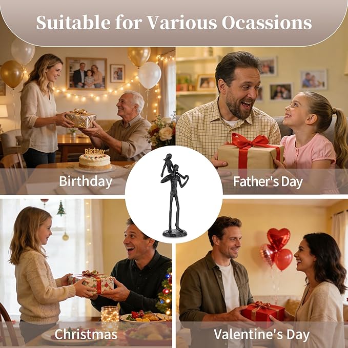 Sziqiqi Dad Gifts from Daughter: Dad Daughter Iron Figurine Father Daughter Decoration for Fathers Day Wedding Christmas Birthday Gifts Statue for Son Husband