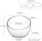 WGV Slant Cut Bowl Glass Vase Bulk, Width 9", Height 8.25", Clear Terrarium, Candy Dish, Fruit Jar, Floral Container for Wedding Party Event, Home Office Decor, 4 Pieces