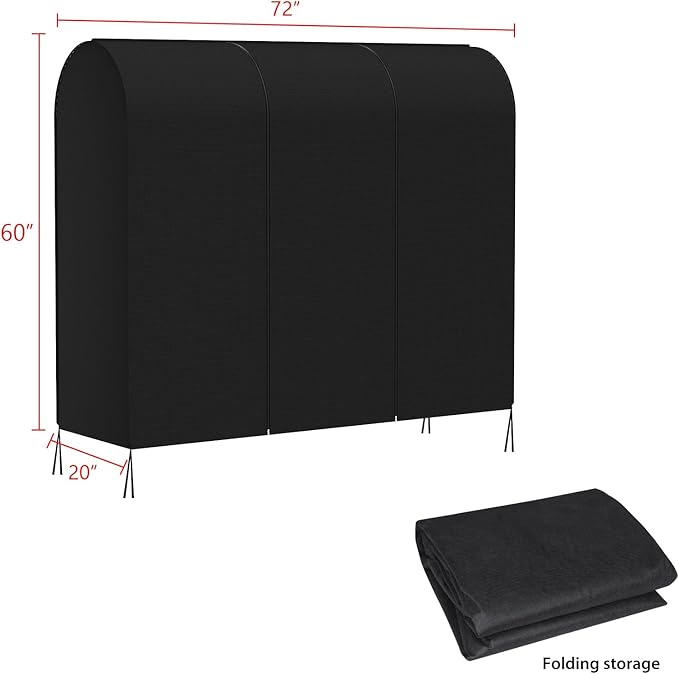 Zilink 72" Garment Rack Cover Dustproof Breathable Clothes Rack Cover Large Garment Bags Protector Cothing Rack with Cover with 2 Durable Zippers for Garment Rack, Black, (Rack Not Included)