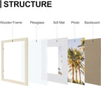Vittanly 12x12 Picture Frames Set of 9, Shatter Resistant Plexiglass, Display 8x8 Pictures with Mat or 12x12 without Mat, Photo Frames for Wall Mount, Engineered Wood, Cornsilk