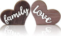 Jetec 2 Pieces Heart Shaped Wooden Decor - Rustic Family Love Table Centerpiece for Home, Living Room, Bedroom, Kitchen, Office - Ideal Housewarming and Wedding Decoration
