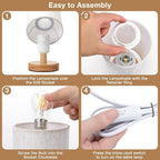 Fenmzee Small Table Lamp for Bedroom - Inline Control, Bedside Lamp with 3000K A15 LED Blub, Easy Assembly (Cream Shade - Wood Base, 9" Inline Control)