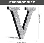 Qunclay 8'' Silver Crystal Diamond Bling Letters Crushed Diamond Decoration Wooden Glitter Letter with Screw and Hooks Rhinestone Gift for Wedding Y2k Mcbling Bedroom Wall Decor (Letter V)