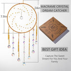 Artilady Dream Catchers with Crystals - Large Boho Yellow Moon Dream Catcher Wall Decor House Decorations for Home Girls Kids Baby Bedroom Room Decor Christmas Birthday Teen Girl Boys Gifts