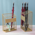 Umbrella Stand Hallway Entryway Storage Rack Umbrella Holder Large Capacity Metal Umbrella Holder Stand, Freestanding Umbrella Storage Stand with Four Non-Slip Feet, Canes Walking Sticks Swords(Gold,L