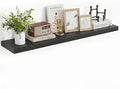 Acovy 40 Inch Floating Shelves, 3D Textured Wood Grain, 40"x9.25"x1.5" Inch Deep Floating Shelves for Wall, Wooden Shelves for Bathroom, Bedroom, Living Room, Black, 1 Piece