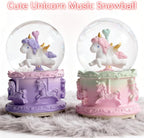 Unicorn Snow Globes,Kids Music Snowglobes with LED 7 Colors Lights,Automatic Snow Fall Effect,Home Decor for Children Room Essentials,Christmas or Birthday Gifts for 3-15 Year Old Girls