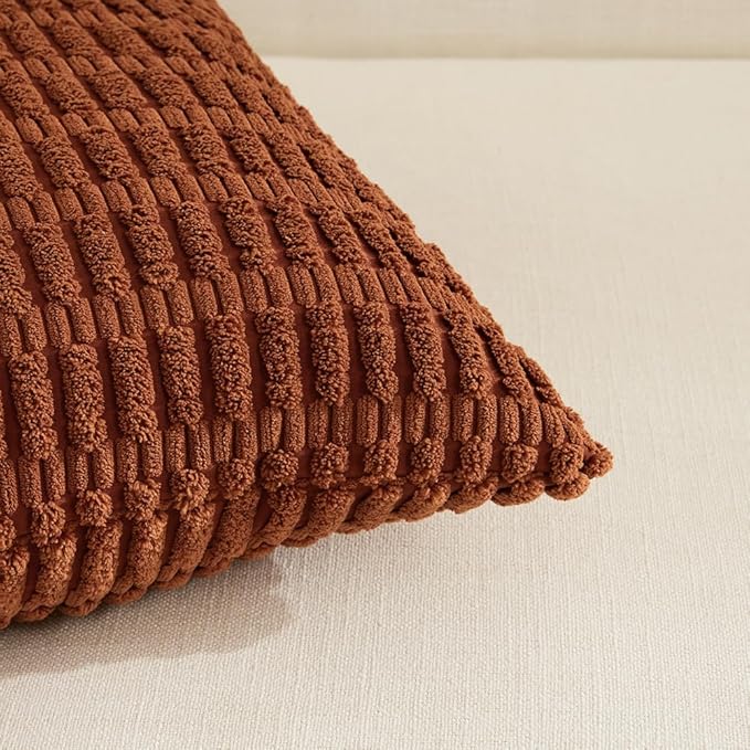 Fancy Homi 4 Packs Decorative Throw Pillow Covers for Living Room Couch Bed, Modern Farmhouse Boho Home Décor Accent Cushion Case, 24" x 12", Rust