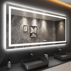 LOAAO 84"X40" LED Bathroom Mirror with Lights, Anti-Fog, Dimmable, Backlit + Front Lit, Lighted Bathroom Vanity Mirror for Wall, Memory Function, Tempered Glass, Shatter-Proof, ETL Listed