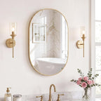 Sweetcrispy 20" x 30" Gold Bathroom Mirror for Wall, Oval Wall Mirrors with Metal Frame, Tempered Glass, Modern Vanity Mirror for Over Sink, Living Room, Bedroom, Entryway, Horizontal or Vertical