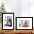 Egofine A4 Picture Frames Set of 4, Made of Solid Wood Covered by Plexiglass 5x7 and 6x8 with Mat or A4 whitout Mat, for Table Top Display and Wall Mounting Photo Frame Black