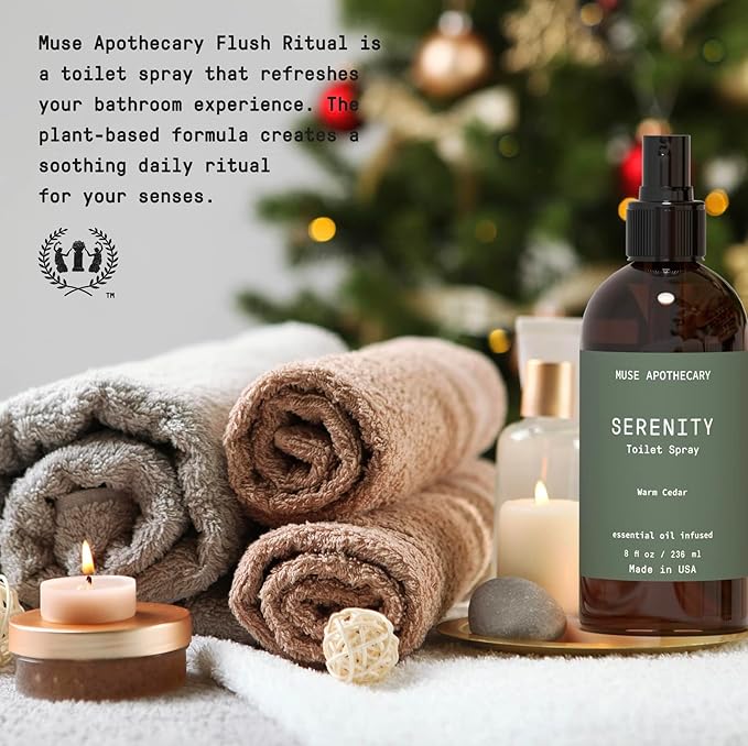 Muse Apothecary Flush Ritual - Botanical Collection - Aromatic & Refreshing Toilet Spray, Use Before You Go, Infused with Natural Aromatherapy Essential Oils - 8 oz, Warm Cedar, 3 Pack