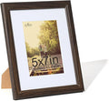 KTKDE 5x7 Picture Frame, Photo Frame Walnut with Real Glass for Picture 4x6 photo with Mat or 5x7 photo without Mat, Composite Wood Picture Frames for Table Top and Wall best gift