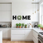 Pinkpum Wood Home Sign with Artificial Eucalyptus Wreath for O, Hanging Farmhouse Wall House Decor Wood Letters for Wall Art Rustic Home Decor, Wall Decor for Living Room Kitchen Entryway (Black)