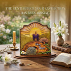 KATINAT He Is Risen Easter Decor, 3-Layer Wooden Empty Tomb Scene with Movable Stone, Religious Easter Decorations for Home Tabletop Shelf, Christian Gift Box Included, 6x6 Inch