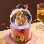 LOVE FOR YOU Gift Wrapped Music Box Cat Lovers Flower Basket Musical Snow Globe Decoration for Girls and Women Kids Niece Sister Daughter Mom Granddaughter Grandma Christmas Birthday Present