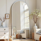 Arched White Full Length Mirror, 57"X20" Large Floor Mirrors with Stand, Full Body Mirrors for Leaning or Hanging, Standing Mirror for Bedroom, Living Room,Dressing Room, Aluminum Alloy Frame, White