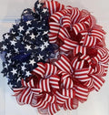 Patriotic Wreaths for Front Door, New 250th Anniversary Decorations, 4th of July Decorations Outdoor, Handcrafted Memorial Day Wreaths, Festival Celebration USA Flag Printed Wreath (E)