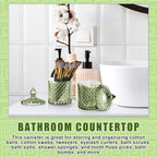 Aoriher 4 Pcs Crystal Glass Candy Jar Set with Lids Home Decorative Storage Jars for Apothecary, Bathroom, Kitchen, and Pantry, Ideal for Cotton Swabs and Jewelry (Medium,Green)