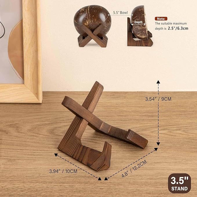 ANBOXIT Bowl Stands for Display, 3 Pack 3.5 Inch Plate Holder, Wooden Easel Frame Holder, Display Stand for Large Deep Platters and Dishes, 3.5" H x 4.8" W x 4" D (For Bowls under 2.5" in Depth)