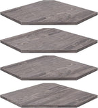 Homode Corner Shelf Wall Mount, Set of 4 Corner Floating Shelves with Cord Hole, Wall Shelf Organizer, Wood Hanging Storage Shelving for Bathroom Bedroom Kitchen, Rustic Grey