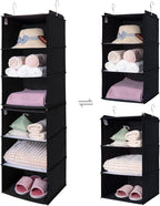 GRANNY SAYS 6-Shelf Hanging Organizer for Closet, Separable to 2 Pack 3-Shelf Hanging Shelves, Hanging Organizer for Bedroom, Black