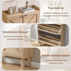 LEYAOYAO Shoe Storage Cabinet with 2 Flip Drawers，Narrow Shoe Storage Cabinet Organizer with Legs for Entryway Hallway, Living Room, Bedroom，Hidden Slim Storage Narrow Shoe Rack Cabinet,Natural