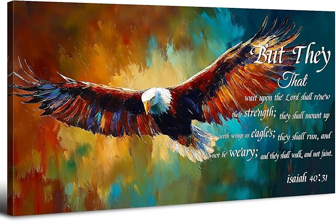 Christian Eagle Wall Art Isaiah 40 31 Poster Bible Verse Wall Decor Inspirational Scripture Canvas Prints Painting Religious Biblical Framed Artwork for Bedroom Living Room Home Decoration 35x70