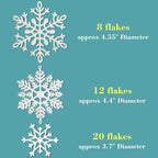 Whaline 40Pcs White Glitter Snowflake Winter Snowflake Ornaments Christmas Hanging Decorations with 197 Inches Silver Rope for Wedding Birthday Home Xmas Tree Window Door Accessories