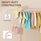 Rolling Clothing Racks for Hanging Clothes, Garment Rack for Clothes to Hang, Metal Portable Wardrobe Rack for Coats, Jackets, Shirts, Dress,Pink