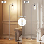 Ziisee Floor Lamps for Living Room - Industrial Standing Lamp with Glass Shade, Modern Floor Lamp with LED Bulbs, Tall Lamp for Bedroom Office - Brushed Nickel