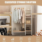 Tangkula Garment Rack with Shelves, Clothes Rack with 5 Shelves & Hanging Bar, Open Wardrobe for Hanging Clothes and Storage, Free Standing Closet Organizer, Clothing Rack for Bedroom Entryway