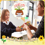 Wavwavw 3 Pack Teacher Appreciation Gift Positive Flower Handmade Crochet Doll Thank You for Helping Me Grow Gifts Back to School Gifts for Women Teacher(Forget Me Not)