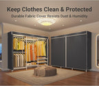 VIPEK V5LC Garment Rack Heavy Duty Covered Clothes Racks with Dimmable LED Light, 3000K Warm White, Portable Closet Wardrobe Freestanding Clothing Rack for Hanging Clothes, White Rack with Black Cover