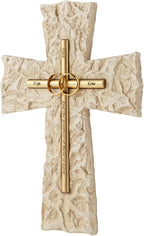 Grace4Joy Wedding Wall Cross, 10 Inches Marriage Prayer Wall Decor Religious Wedding Gifts, Hand Painted Faith Hope Love Cross Unique Gifts for Anniversary, Newlyweds Couple(Gold)
