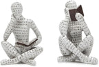 Bookshelf Decor Pulp Reading Thinker Sculpture, Abstract Art Statue Ornaments, Set of 2 Modern Aesthetic Figurine Home Decor Accents for Office Living Room Bedroom Shelf Coffee Table Desk
