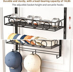 Over Door Hat Organizer 5 Tier Wall Mounted Hat Rack with 4 Adjustable Metal Basket and 3 Hooks Hat Organizer for Baseball caps Hat Hanger Holder Display for Door Closet Cap Organizer Storage