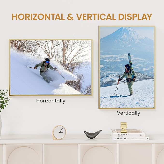 15x22 Aluminum Metal Picture Frame,Tempered Glass Gold Photo Frame 15x22 for Family Photo,Posters,Art,Document to Wall Mount Horizontally or Vertically