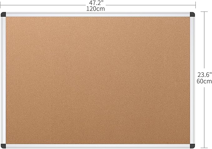 VIZ-PRO Cork Notice Board, 48 X 24 Inches, 3 Pack, Silver Aluminium Frame