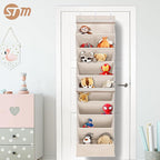 STORAGE MANIAC Over the Door Shoe Organizer with Curtain Dustproof Heavy-Duty Large Deep Pocket Hanging Shoe Organizer for Closet Dorm & Narrow Door Storage Shoe Holder Shoe Rack, 9-Shelf Beige 1 Pack
