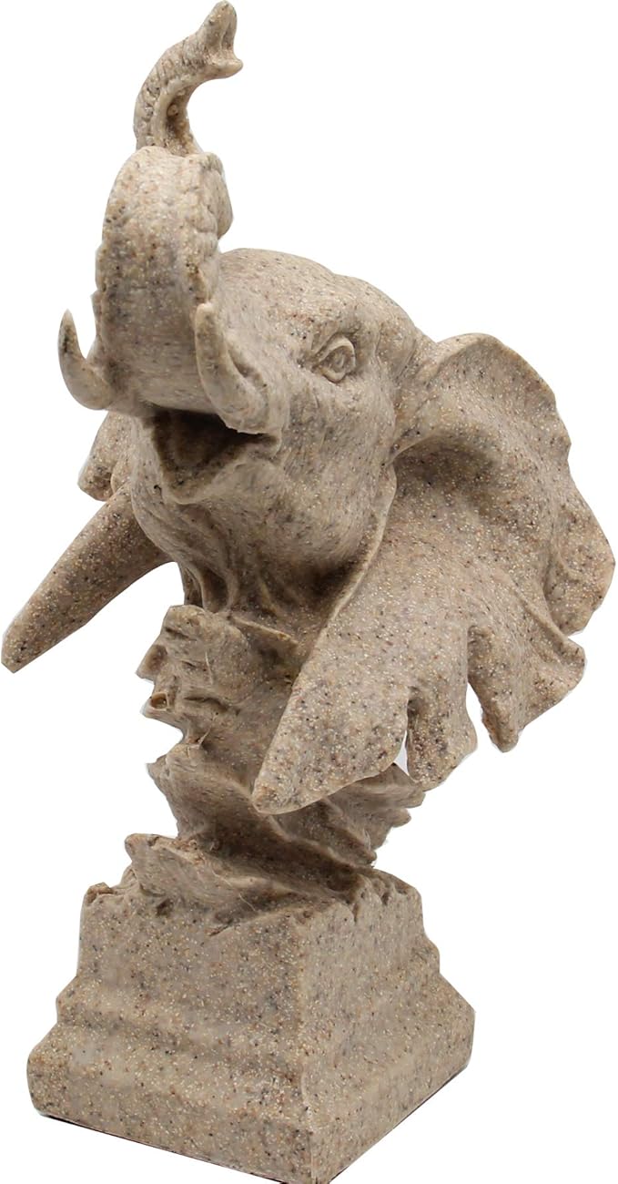 H&W Sandstone Elephant - Statue Decoration for Home/Study/Living Room, Great Collectible Figurines, Best Gift for The Man, Sandstone Color