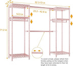 Ulif E7 Garment Rack, Heavy Duty Clothes Storage System with Extendable Hangers Rods, Metal Clothing Rack with 6 Wire Shelves, (52.3"-72") W x 14.5" D x 71.2" H, Load 838lbs, Pink
